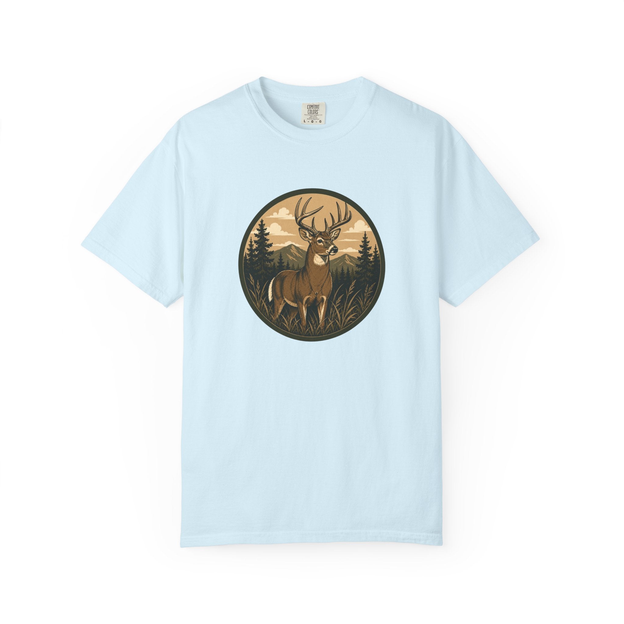Buck in the Pines T-Shirt — Vintage Deer Forest Graphic Tee