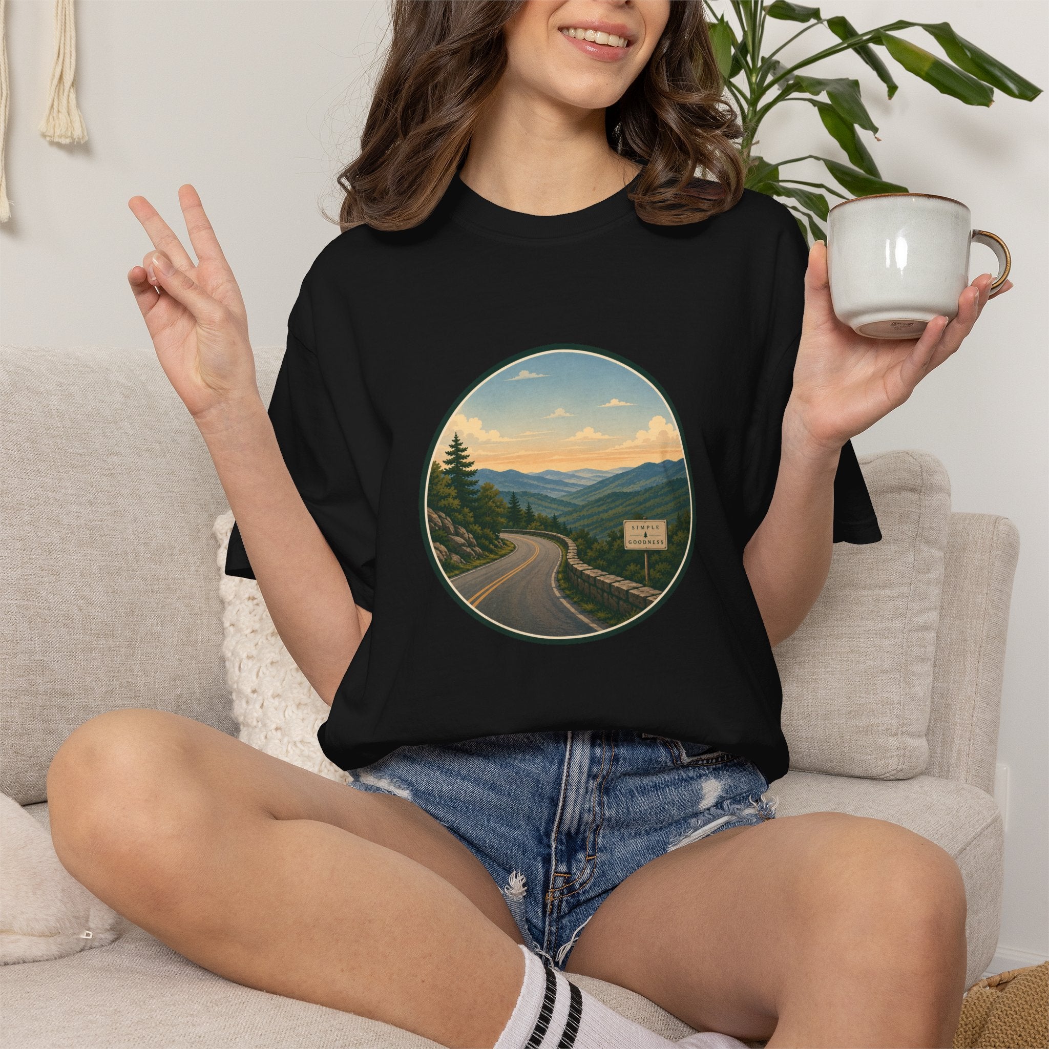 Road Through the Mountains T-Shirt — Scenic Sunset Drive Graphic Tee