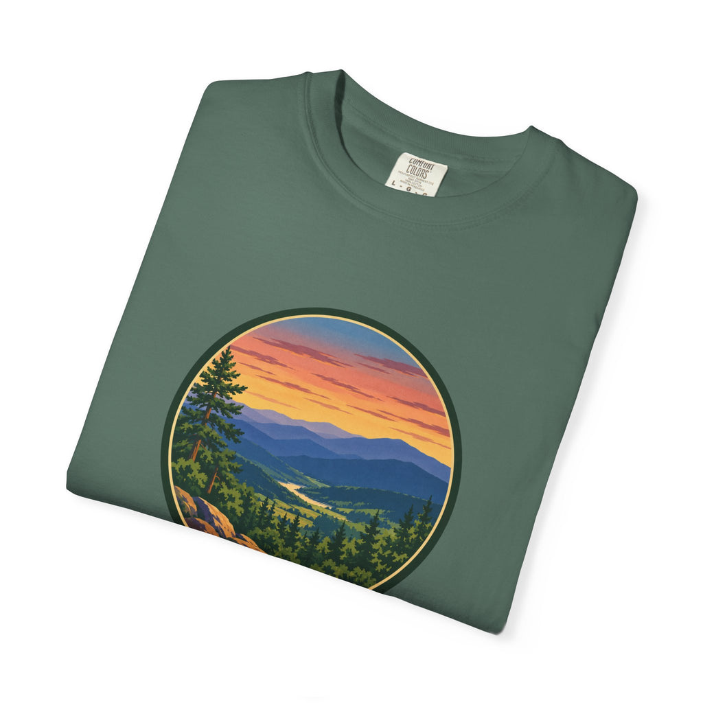 Retro Mountain Sunset T-Shirt — Scenic Blue Ridge Mountain Tee