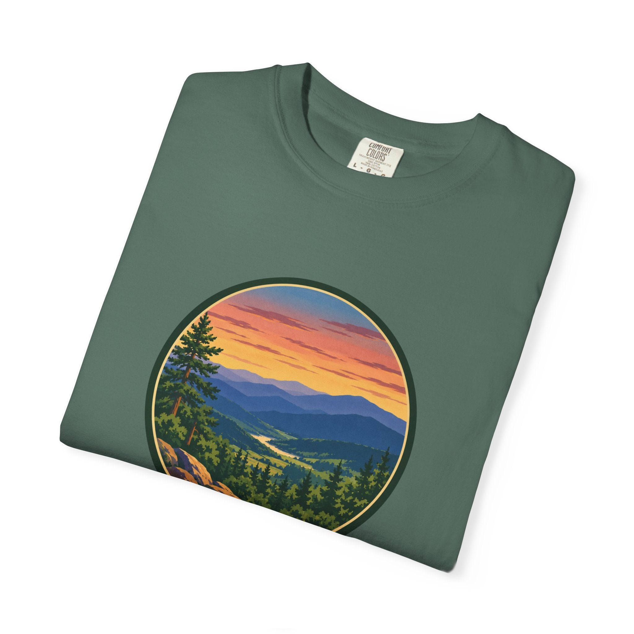 Retro Mountain Sunset T-Shirt — Scenic Blue Ridge Mountain Tee