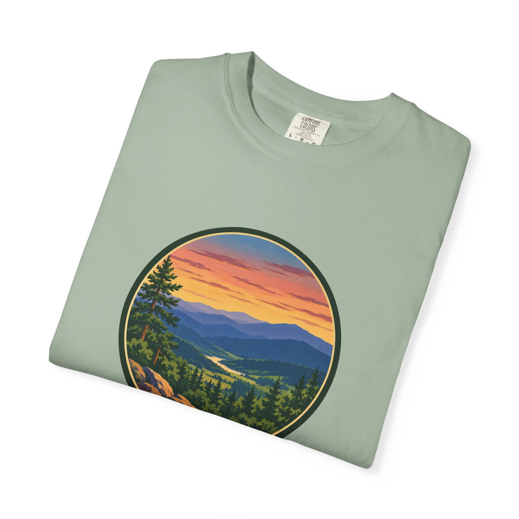 Retro Mountain Sunset T-Shirt — Scenic Blue Ridge Mountain Tee