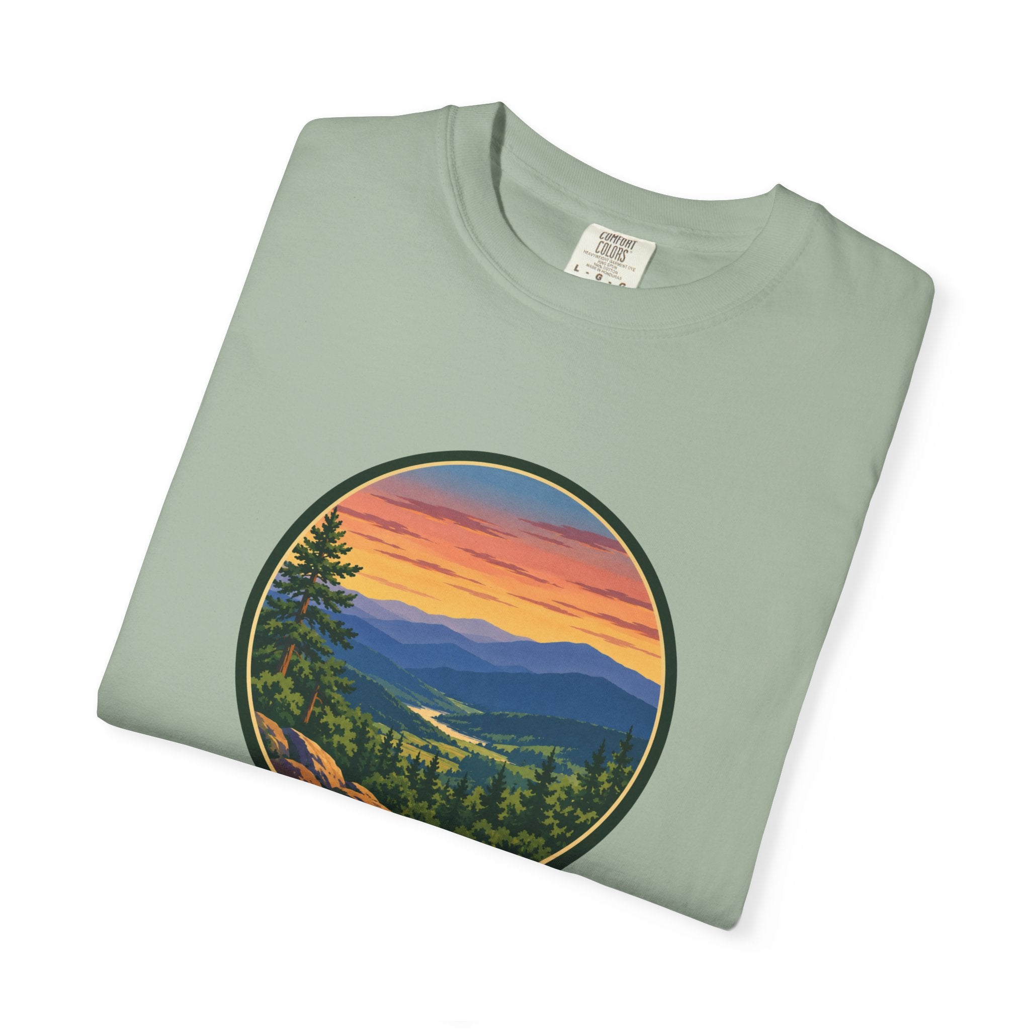 Retro Mountain Sunset T-Shirt — Scenic Blue Ridge Mountain Tee