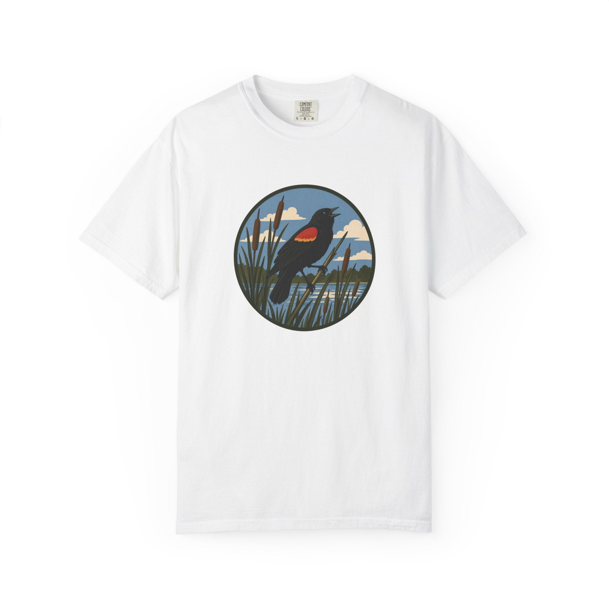 Red-winged Blackbird Graphic Tee — Marsh Bird Nature T-Shirt