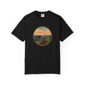 Wine Sunset T-Shirt — Vineyard Glass & Grapes Scenic Tee