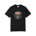Scenic Waterfall T‑Shirt — Sunset Wilderness Nature Graphic