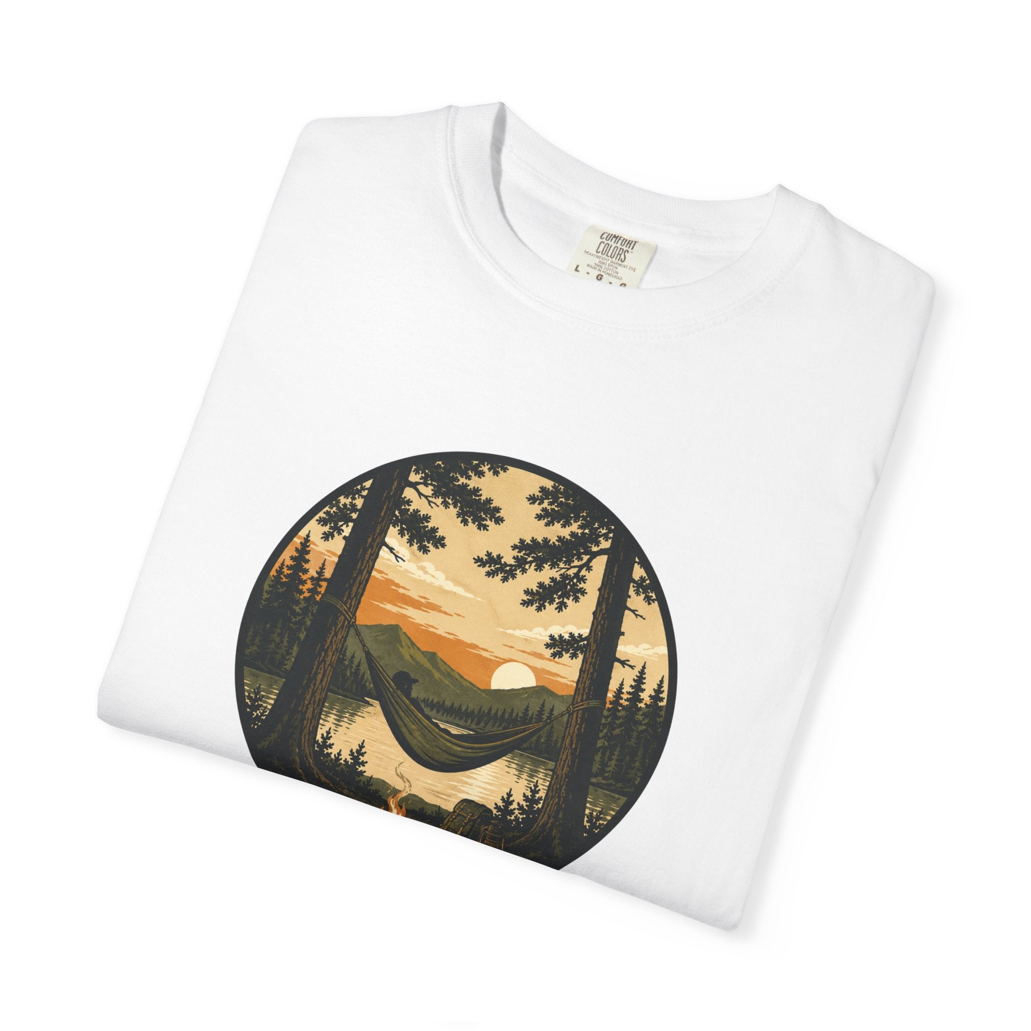 Vintage Mountain Lake T-Shirt — Sunset Forest Camper Tee