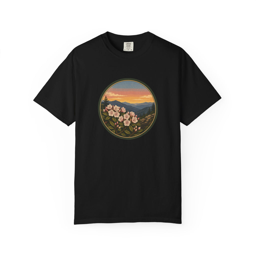 Mountain Laurel Bloom Sunset T-Shirt — Mountain Wildflower Graphic Tee