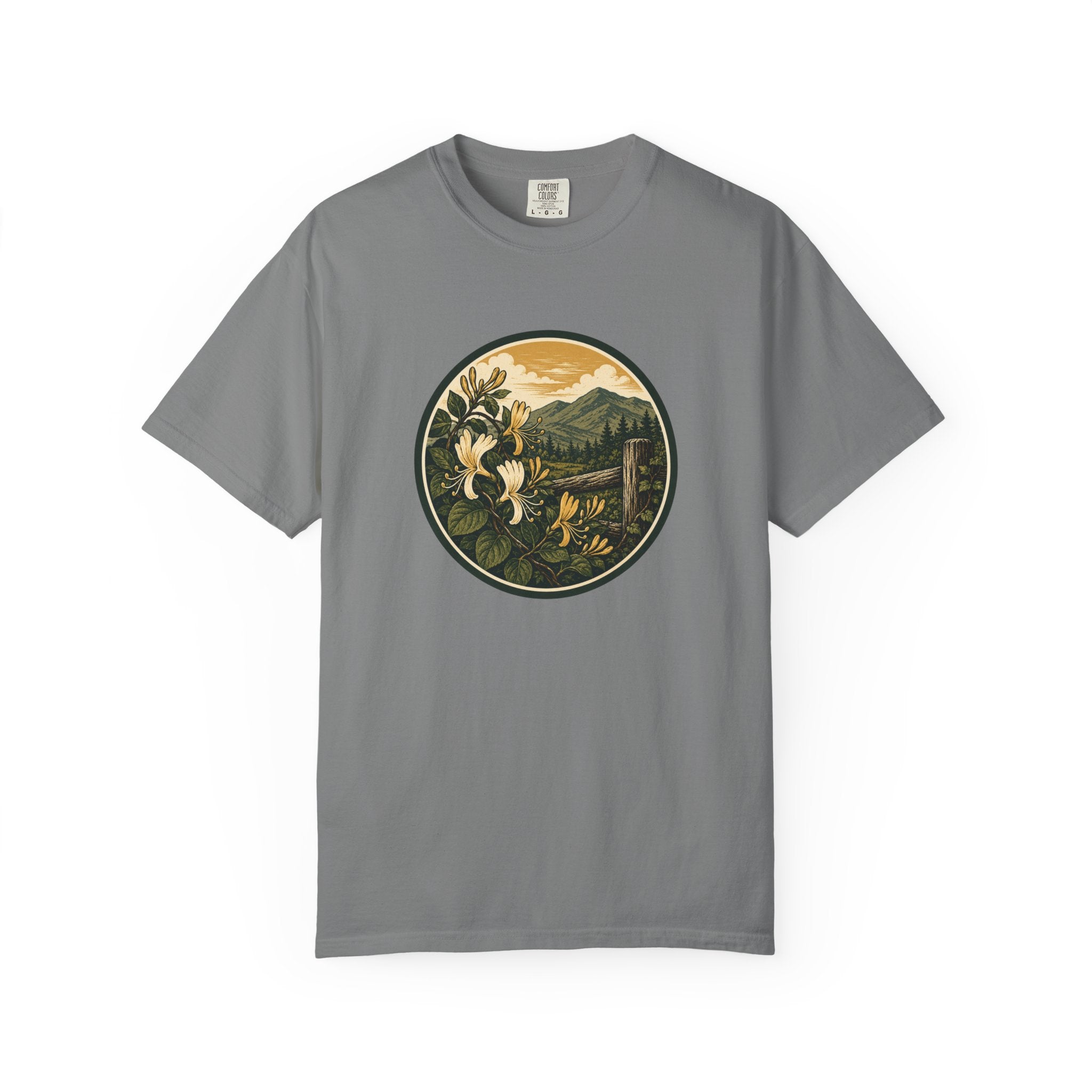 Nature Circle Graphic Tee — Mountain Honeysuckle Scenic T-Shirt