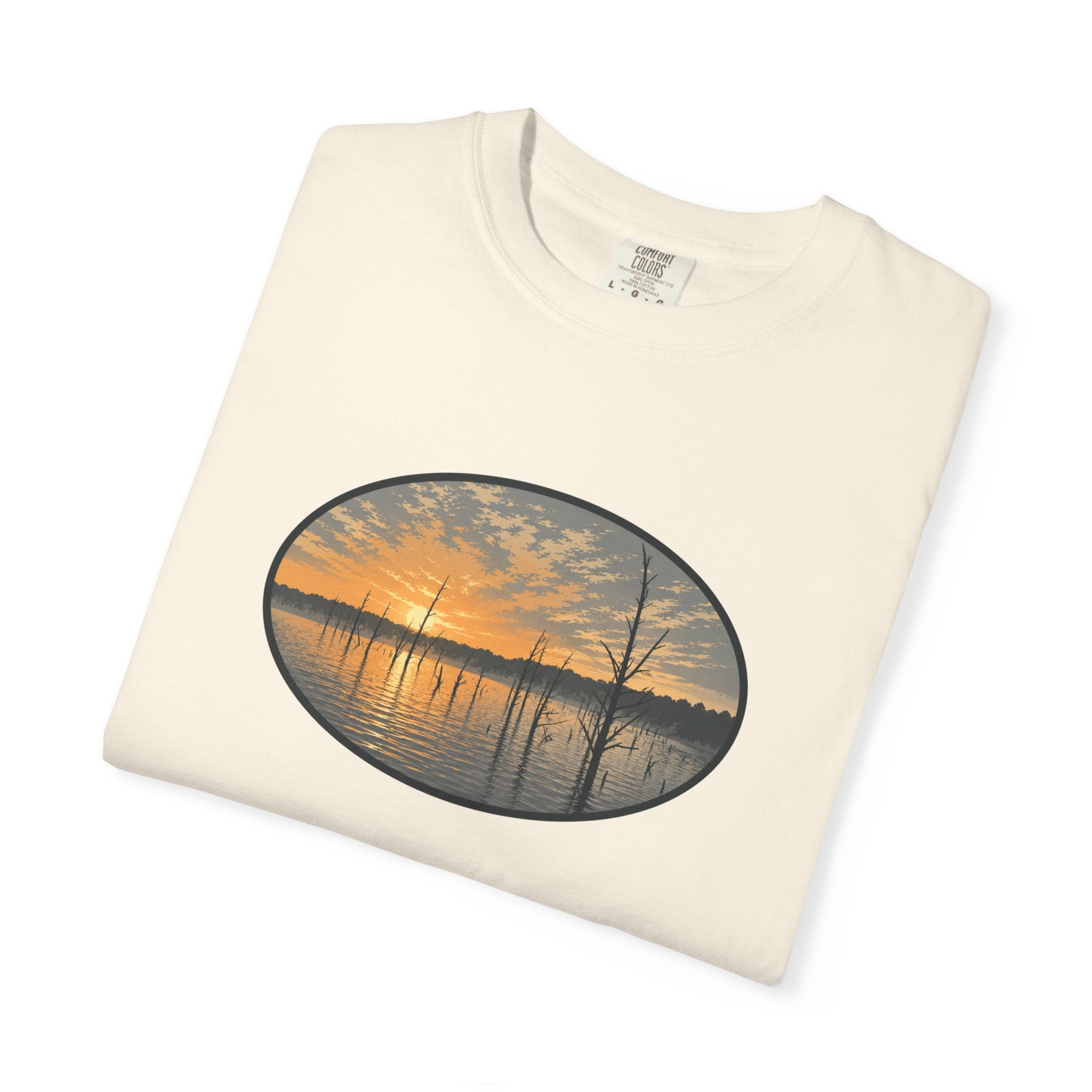 Sunrise Wooded Lake Oval T-Shirt
