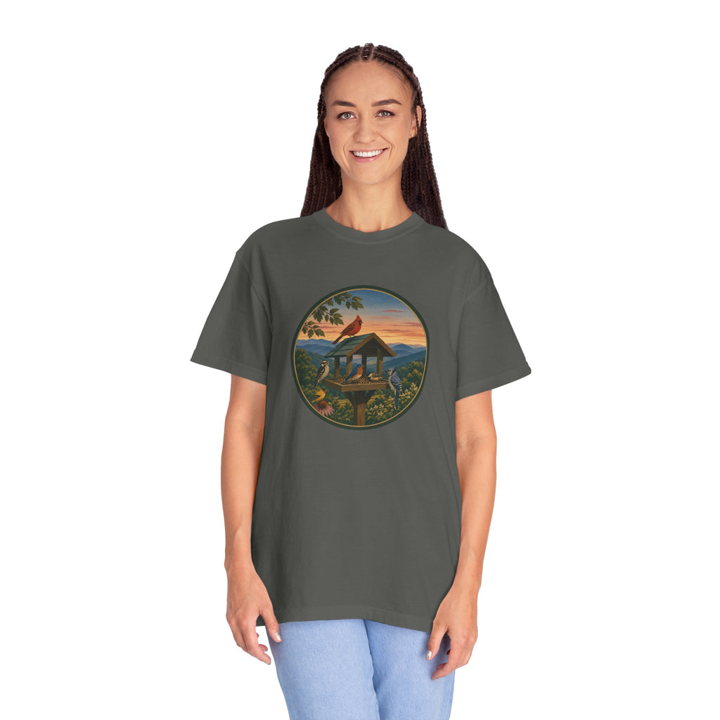 Sunset Bird Feeder Circle T-Shirt
