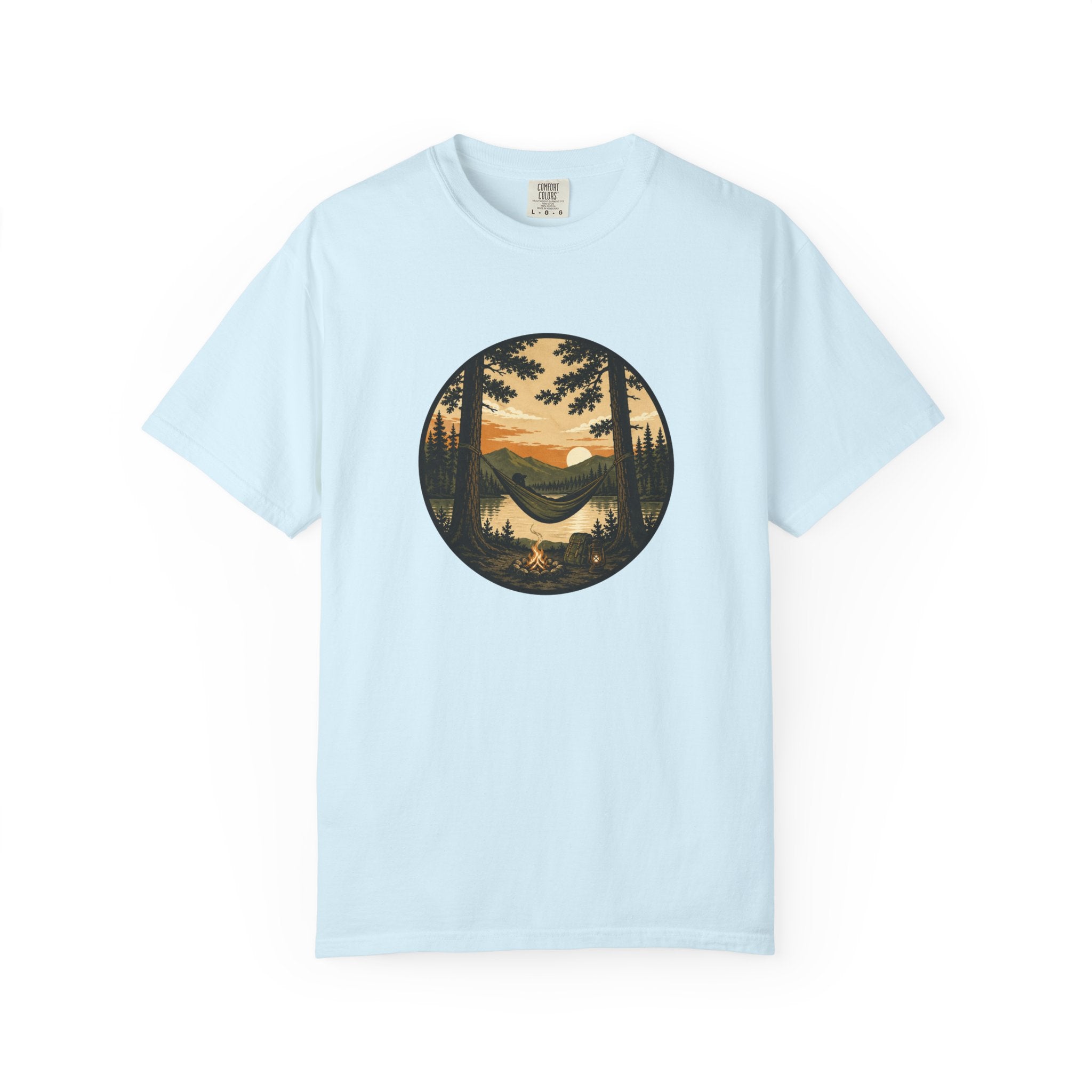 Vintage Mountain Lake T-Shirt — Sunset Forest Camper Tee