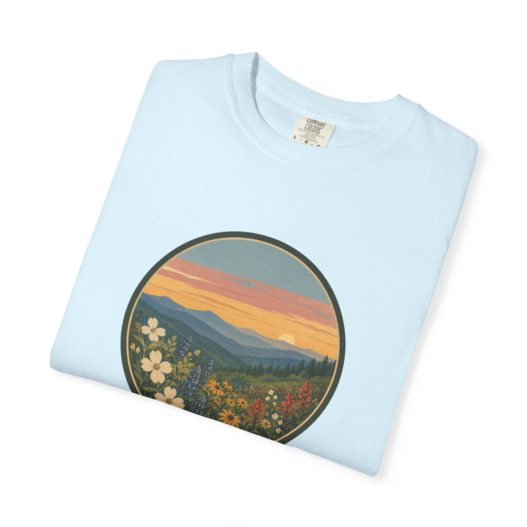 Scenic Sunset Mountain Wildflower T-Shirt