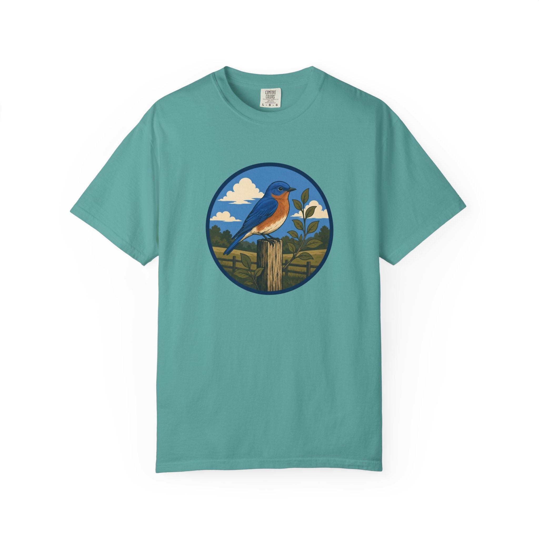 Eastern Bluebird Circle Tee — Vintage Birdwatching Graphic T-Shirt