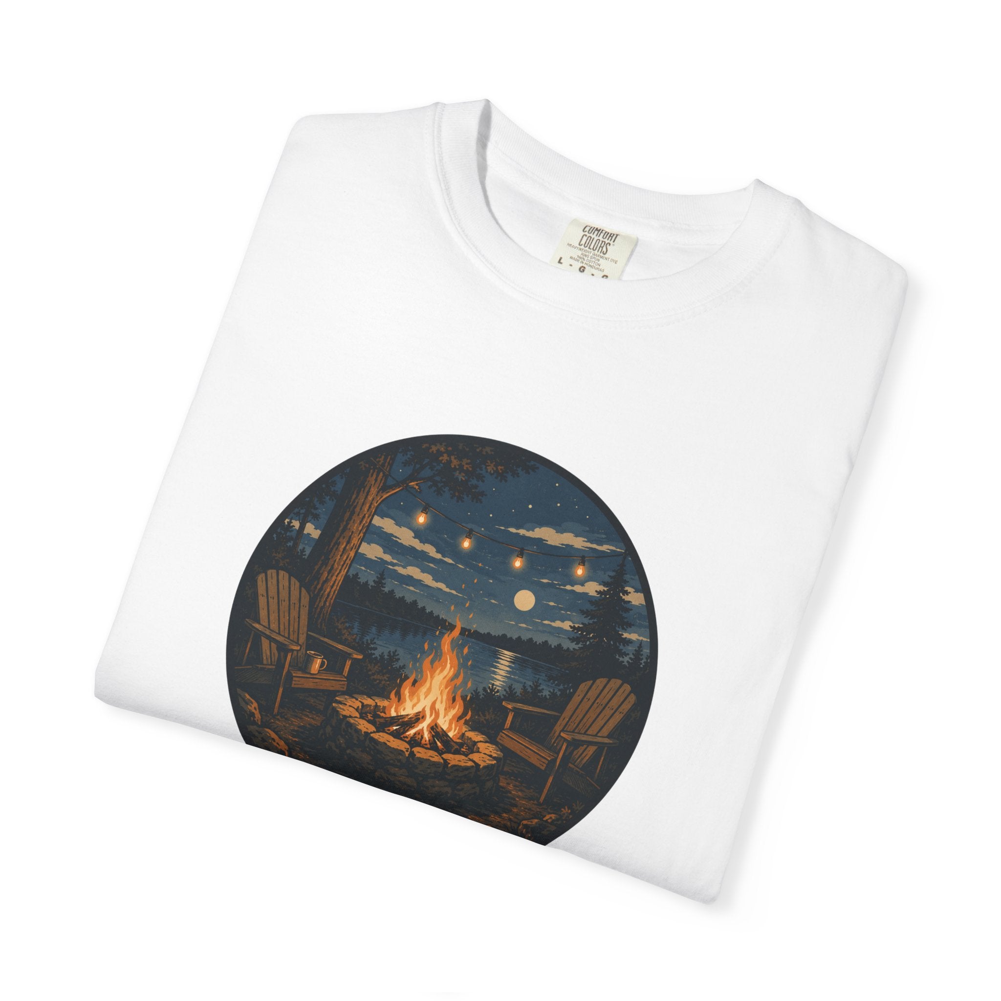 Campfire Night T-Shirt — Cozy Lakeside Bonfire Design