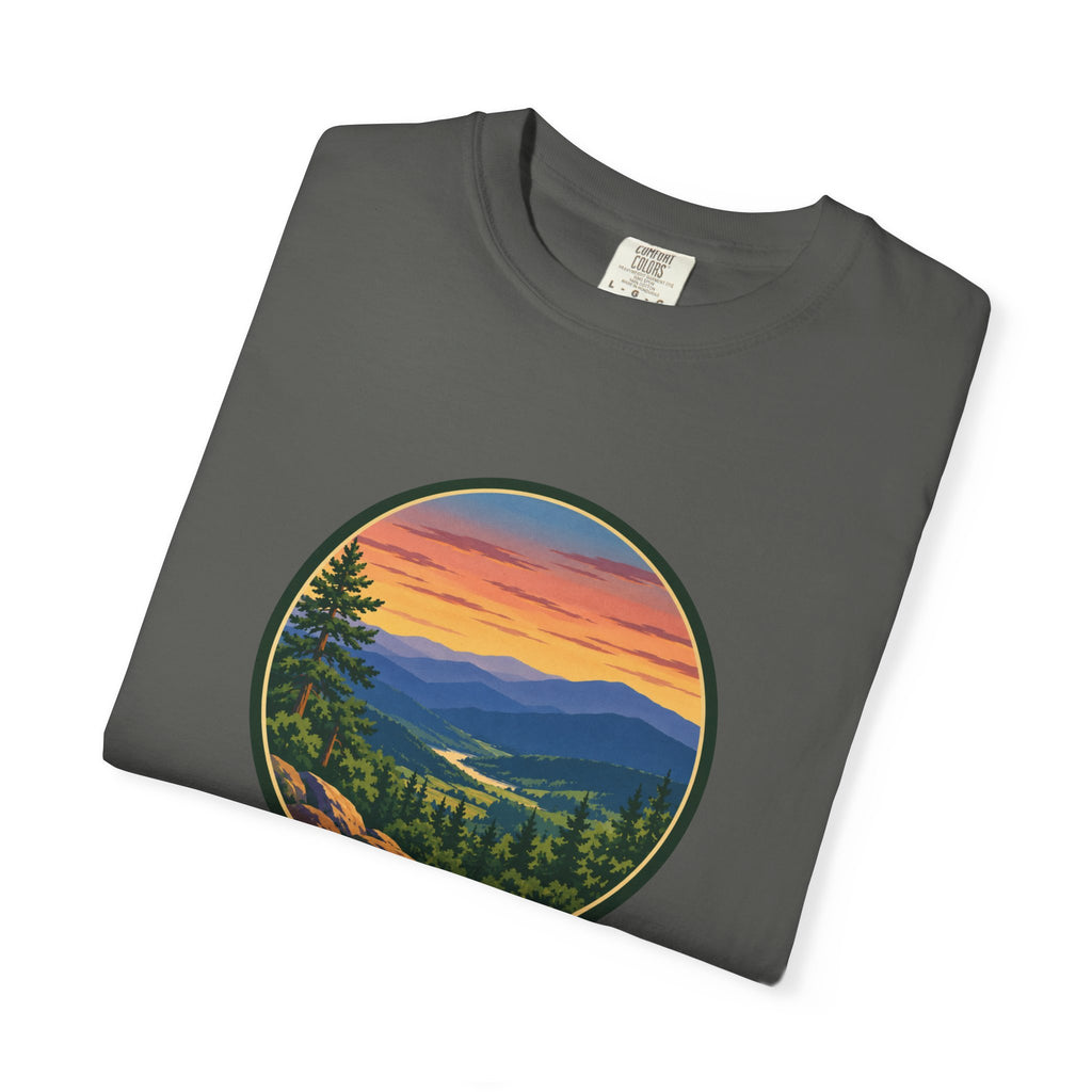 Retro Mountain Sunset T-Shirt — Scenic Blue Ridge Mountain Tee