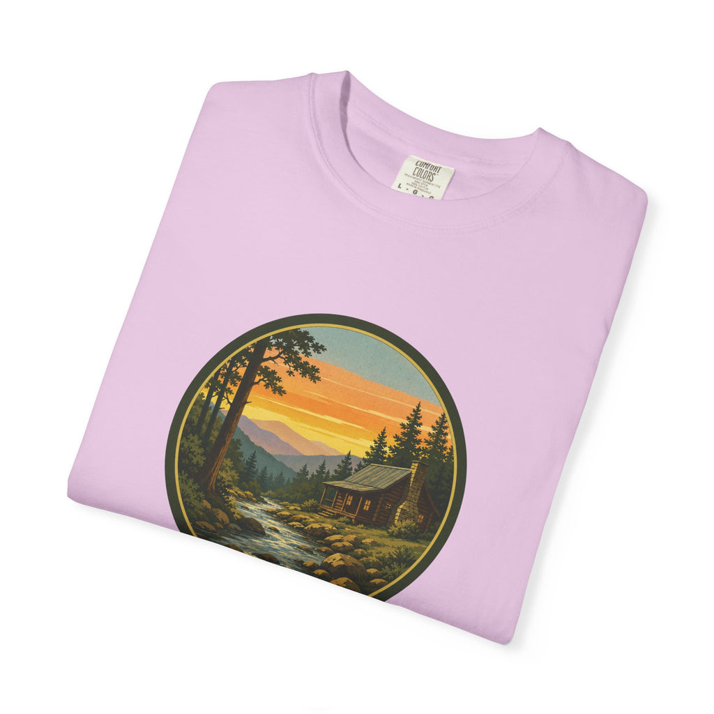 Nature Sunset River T-Shirt — Vintage Mountain Cabin Scenic Tee