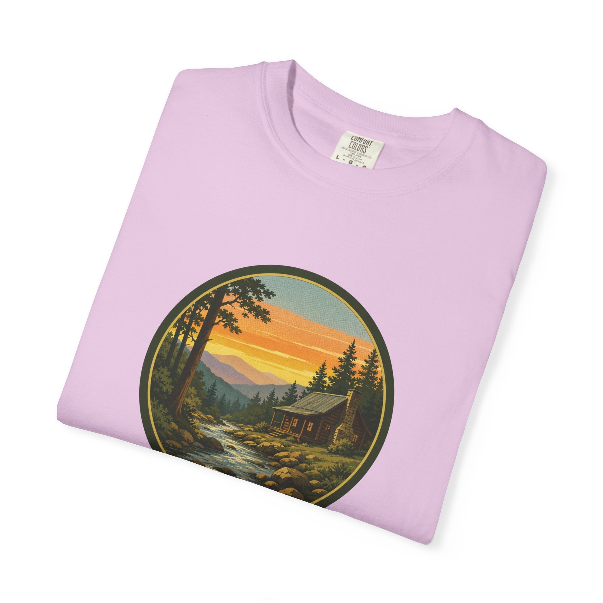 Nature Sunset River T-Shirt — Vintage Mountain Cabin Scenic Tee