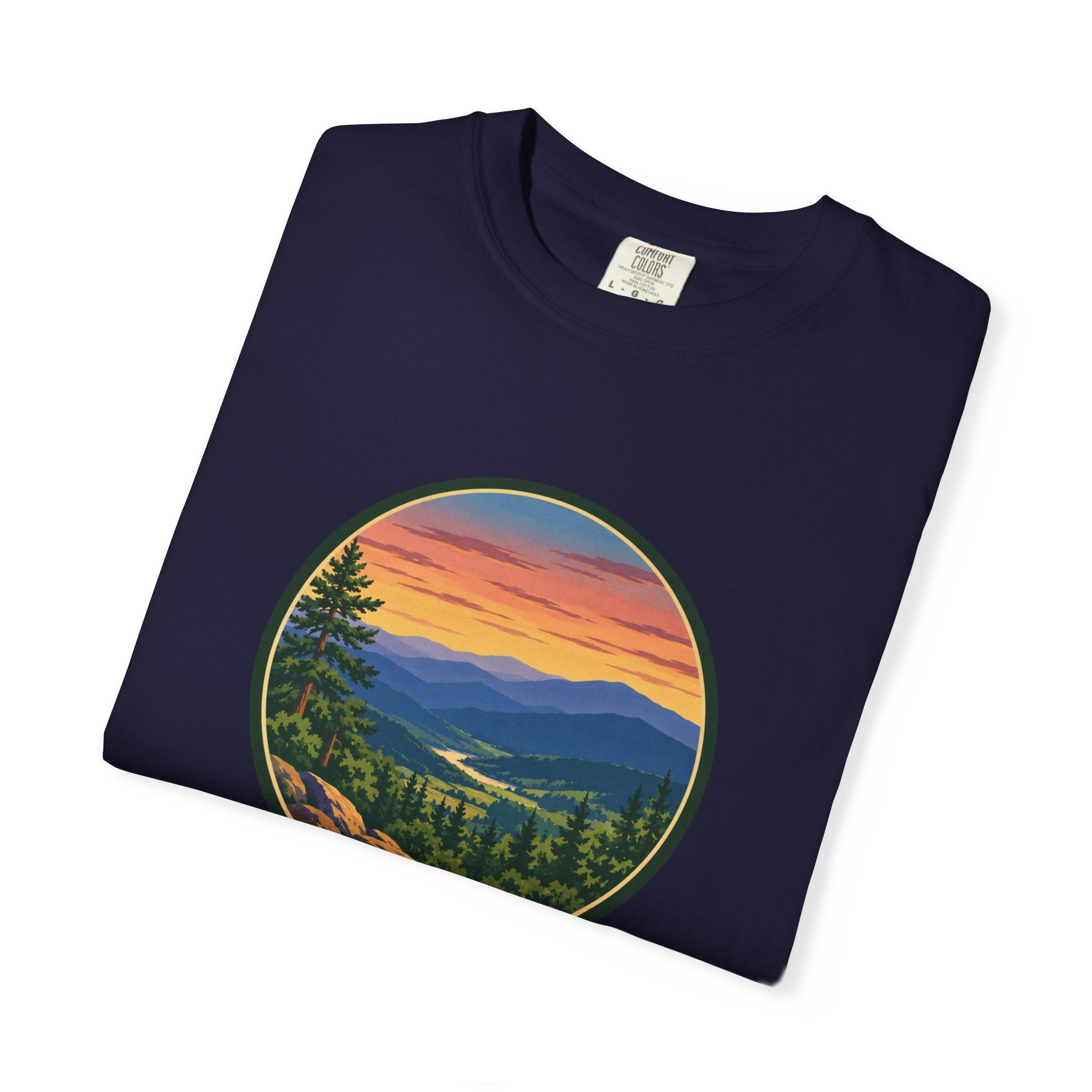 Retro Mountain Sunset T-Shirt — Scenic Blue Ridge Mountain Tee