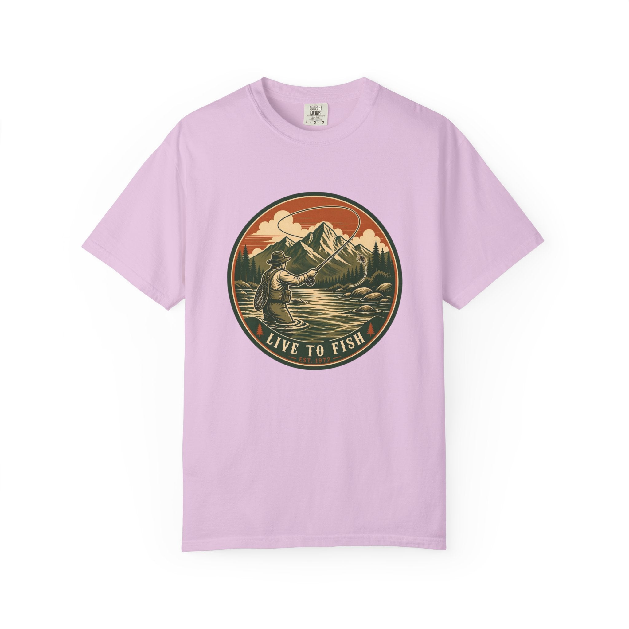 Live to Fish T-Shirt — Vintage Mountain Fly Fishing Graphic Tee