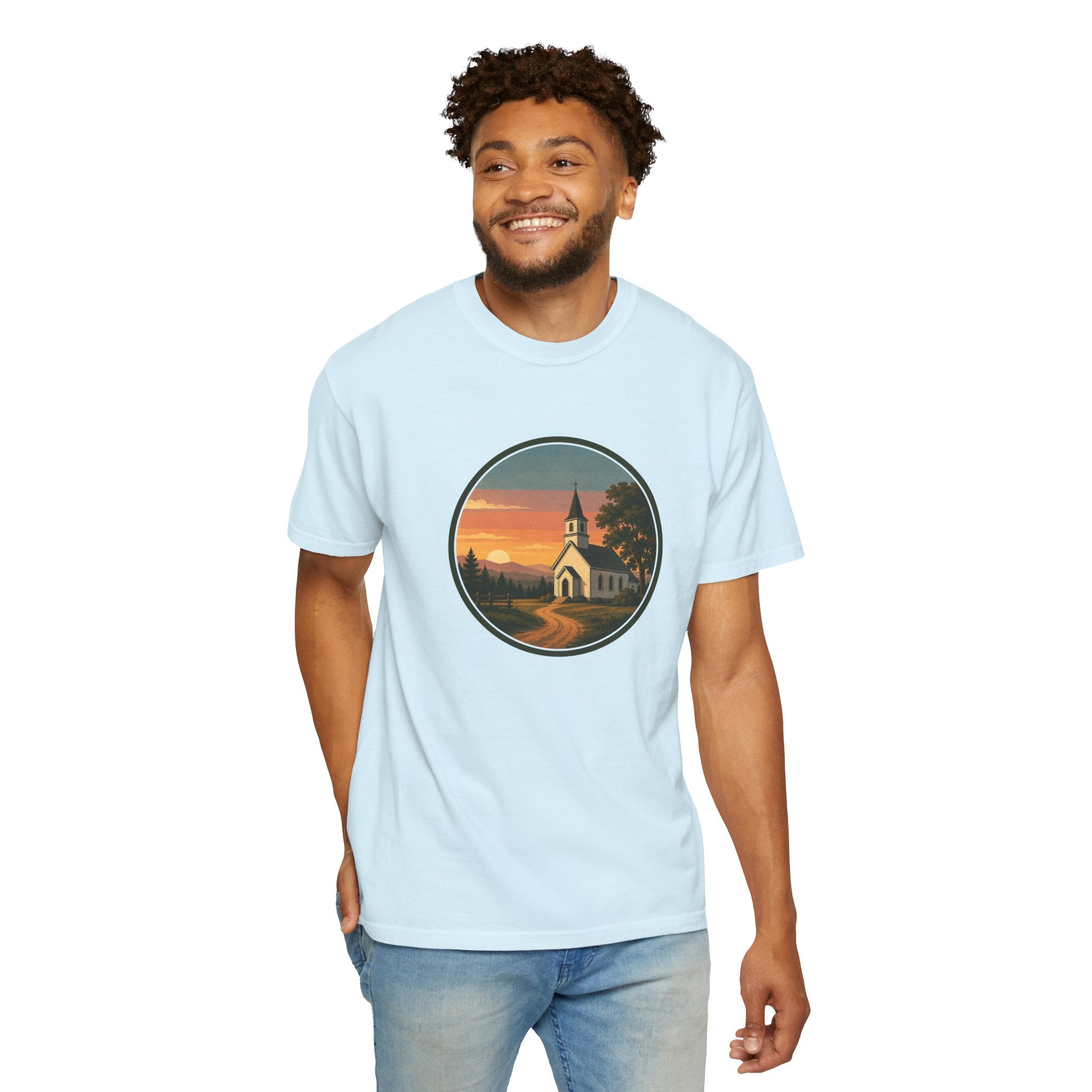 Vintage Church Sunset T-Shirt