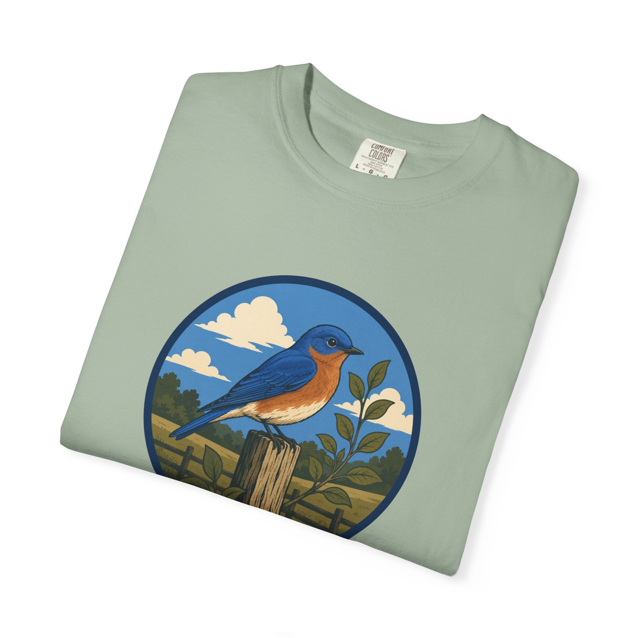 Eastern Bluebird Circle Tee — Vintage Birdwatching Graphic T-Shirt