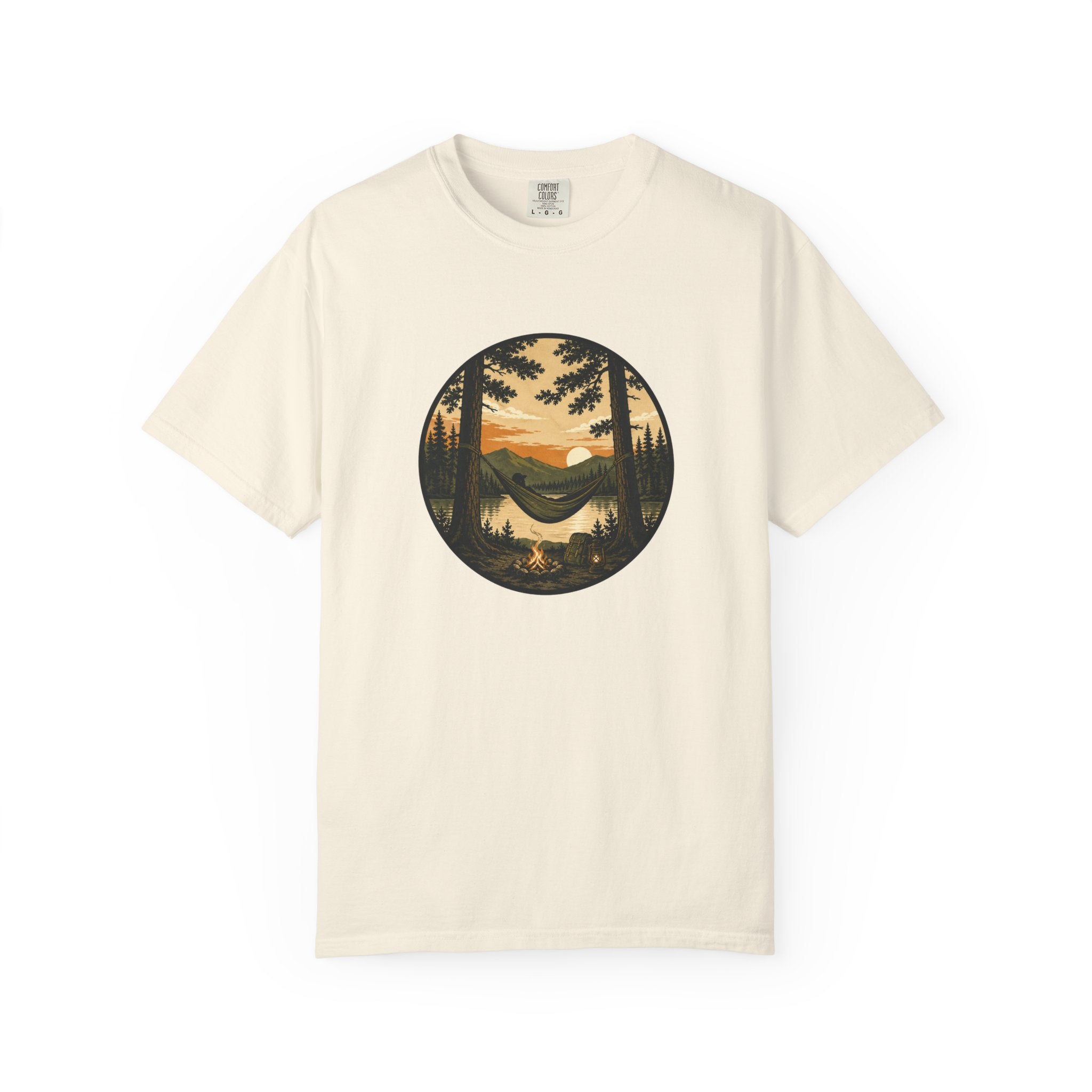 Vintage Mountain Lake T-Shirt — Sunset Forest Camper Tee