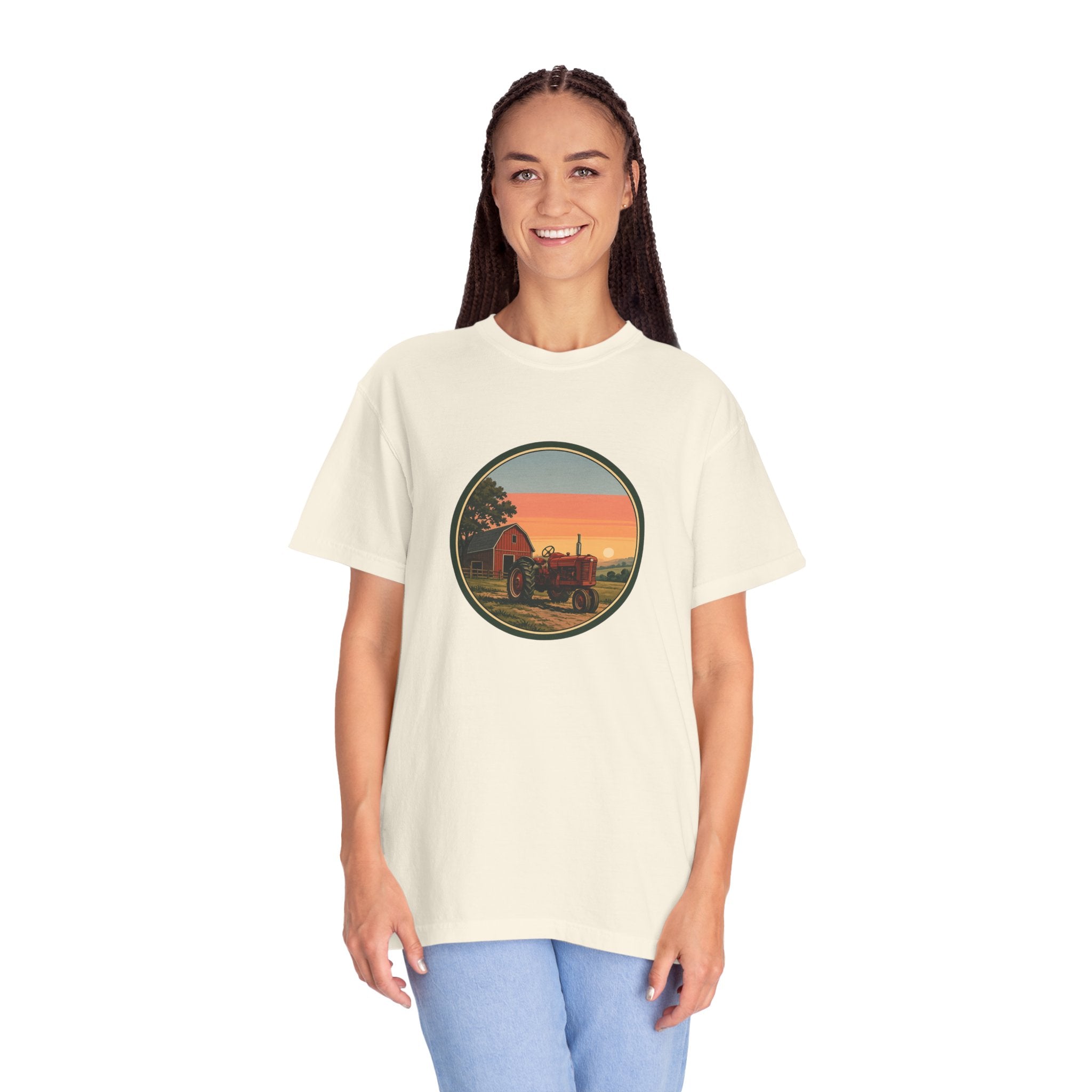 Vintage Farm Tractor Sunset T-Shirt
