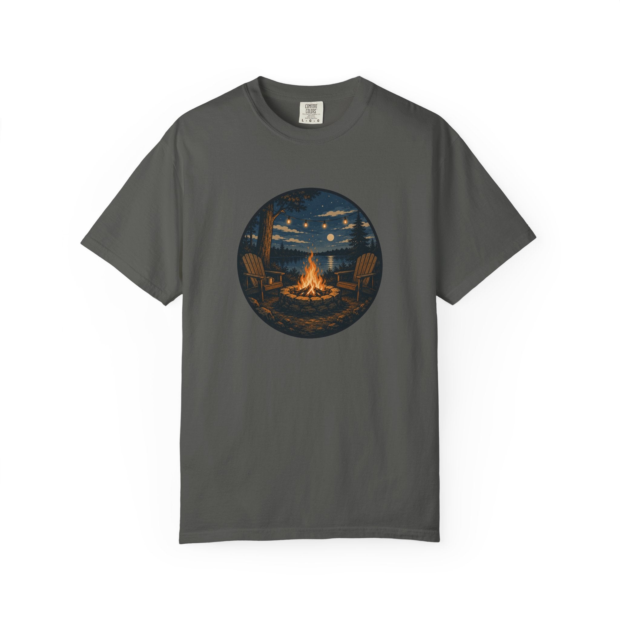 Campfire Night T-Shirt — Cozy Lakeside Bonfire Design