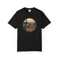 Wine Country Scenic T-Shirt – Vineyard Bottle & Sunset Graphic