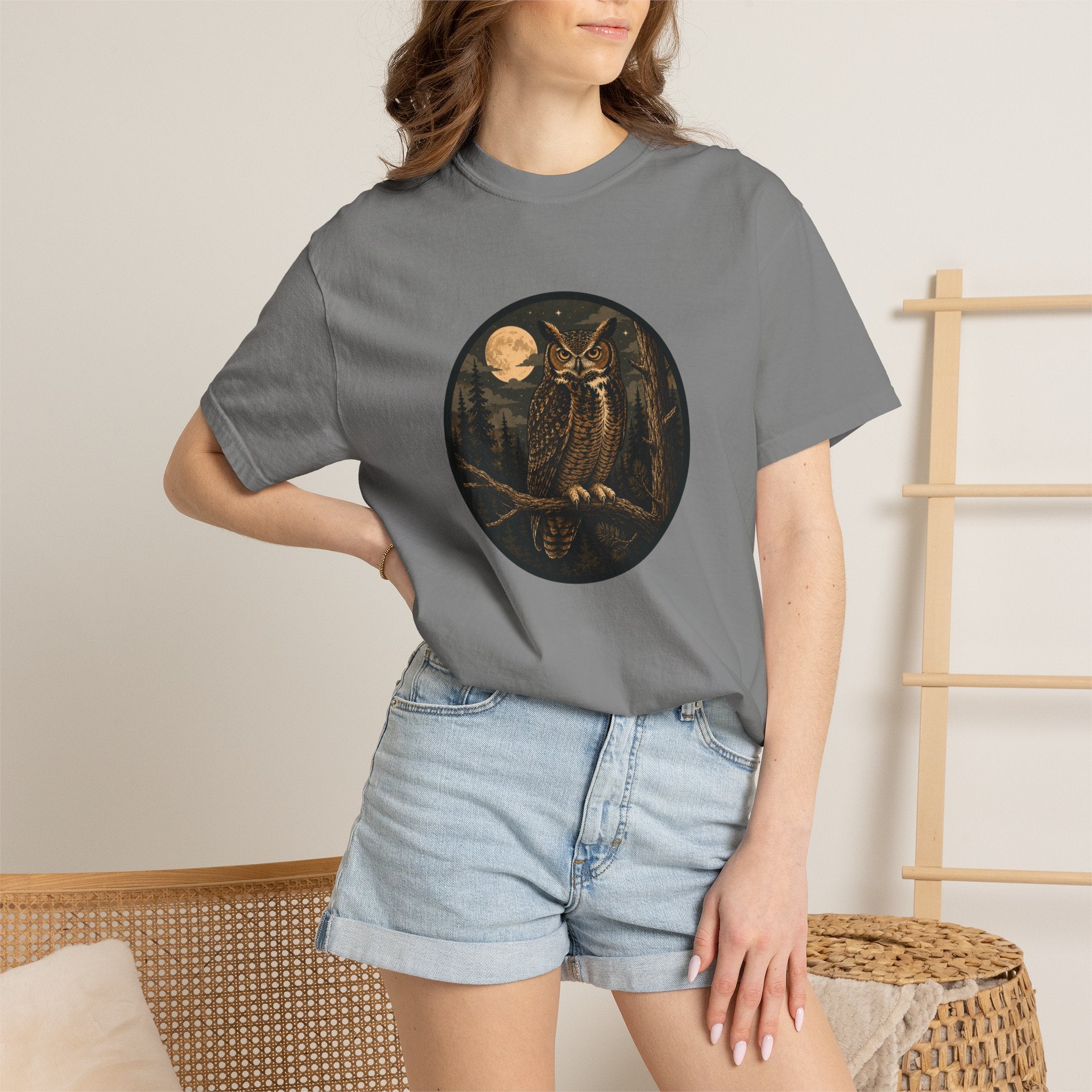 Owl Moon T-Shirt — Vintage Night Forest Graphic
