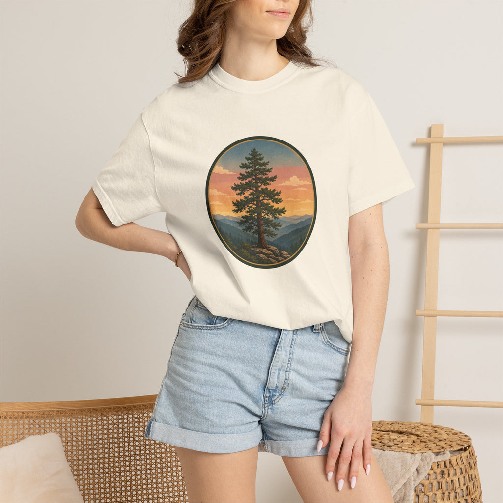 Cedar Tree Sunset T-Shirt — Vintage Mountain Cedar Graphic Tee