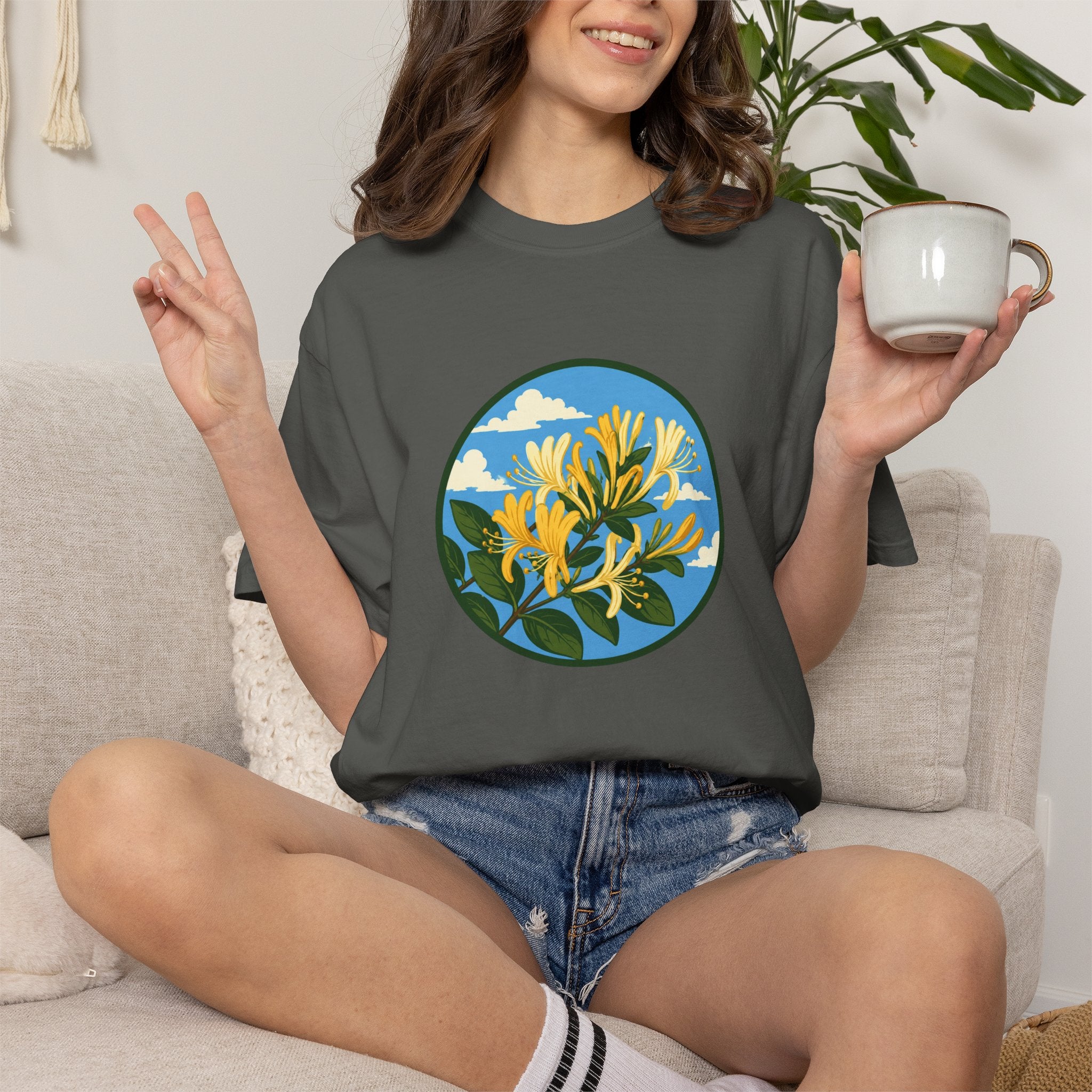 Honeysuckle Circle Tee — Botanical Floral Graphic T-Shirt