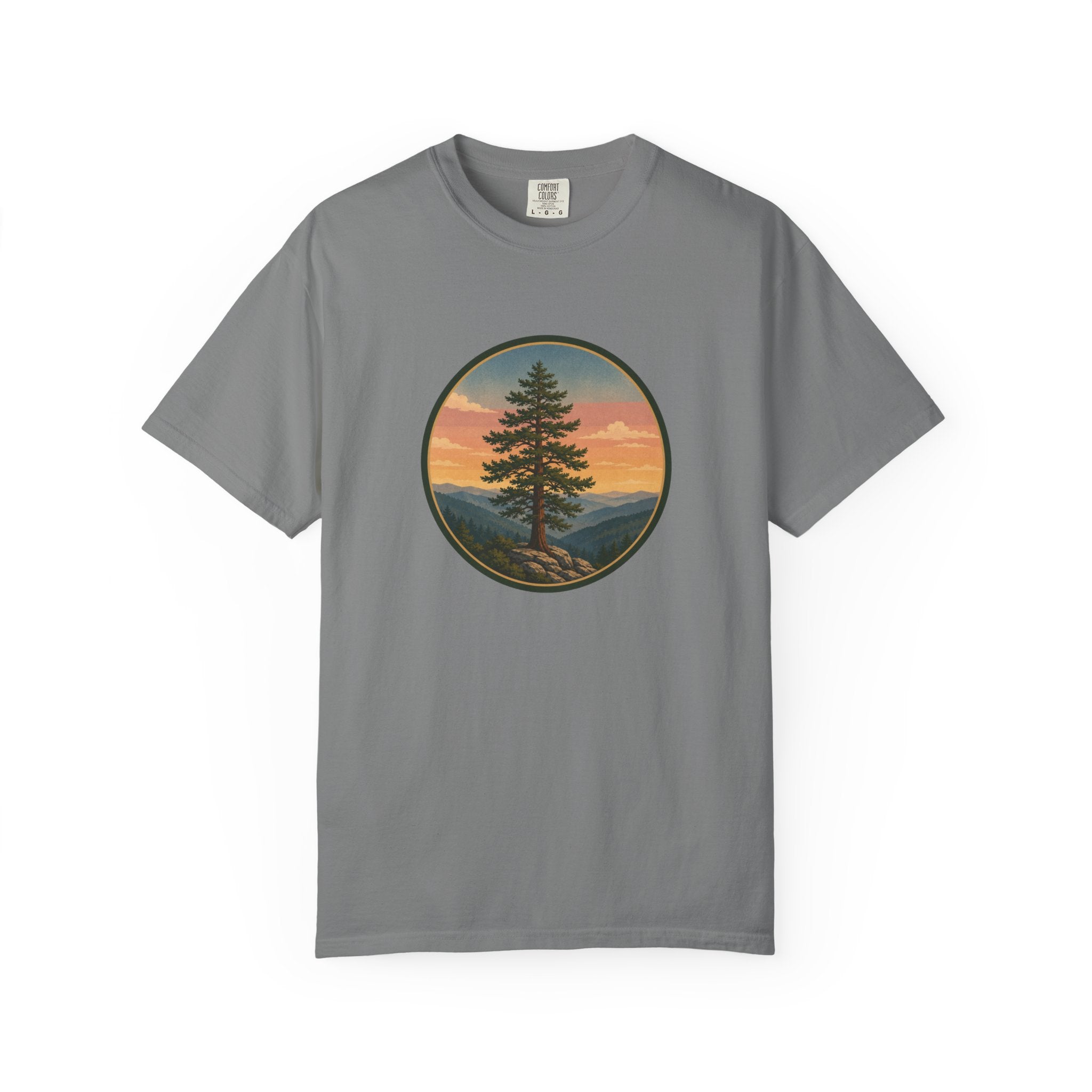 Cedar Tree Sunset T-Shirt — Vintage Mountain Cedar Graphic Tee