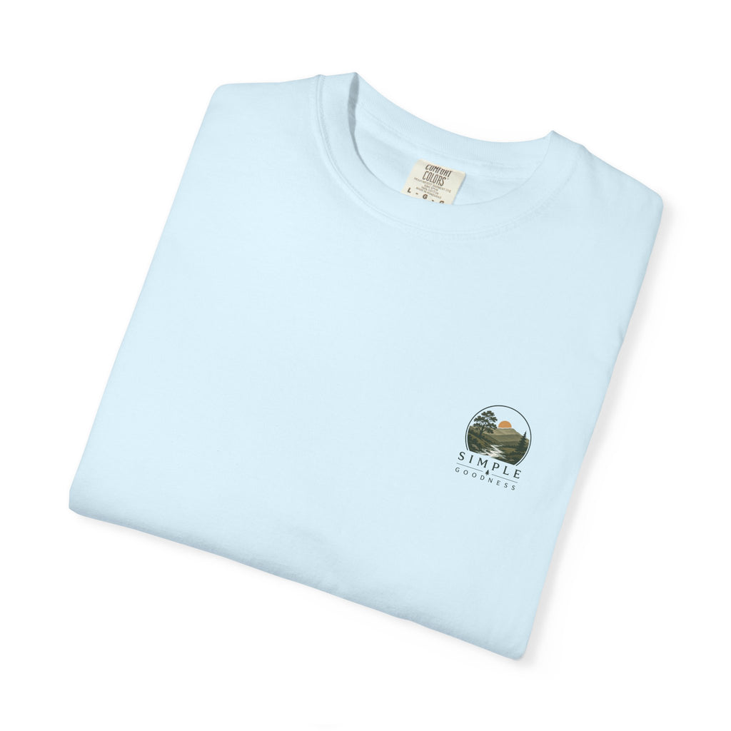 Simple Goodness Official Badge T-Shirt — Sunset Creek Landscape Tee