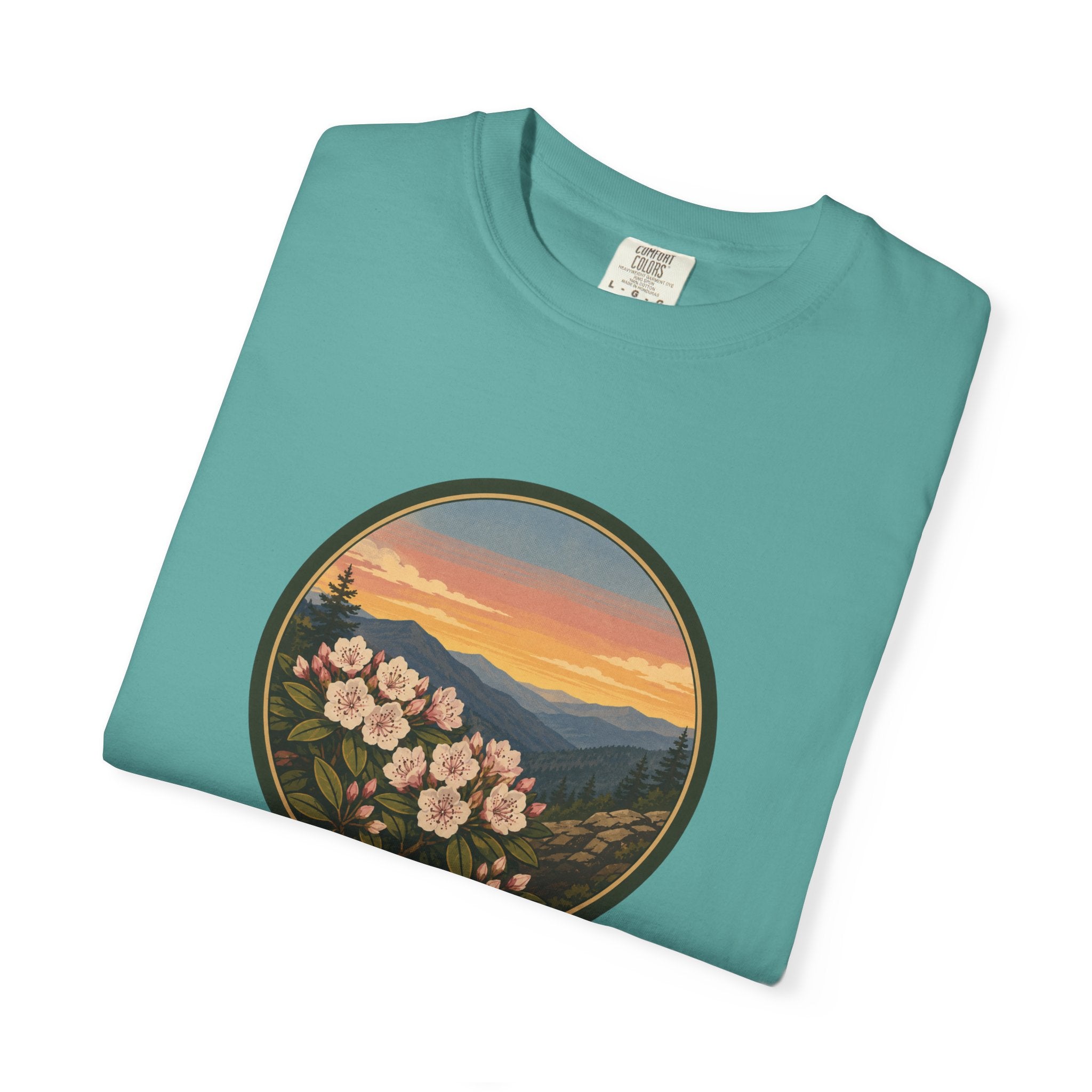 Mountain Laurel Bloom Sunset T-Shirt — Mountain Wildflower Graphic Tee