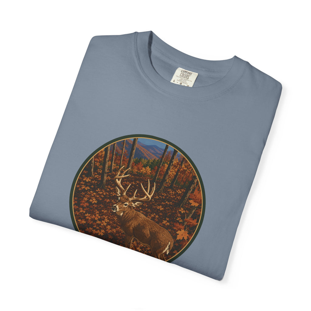 Whitetail BuckT-Shirt — Autumn Forest Deer Circle Graphic