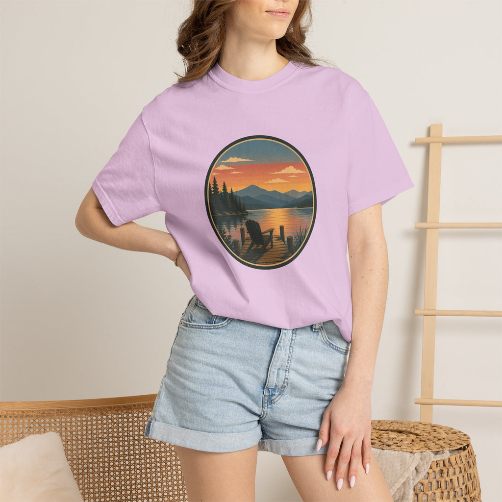 Sunset Lake Scenic T-Shirt – Mountain Dock Landscape Tee