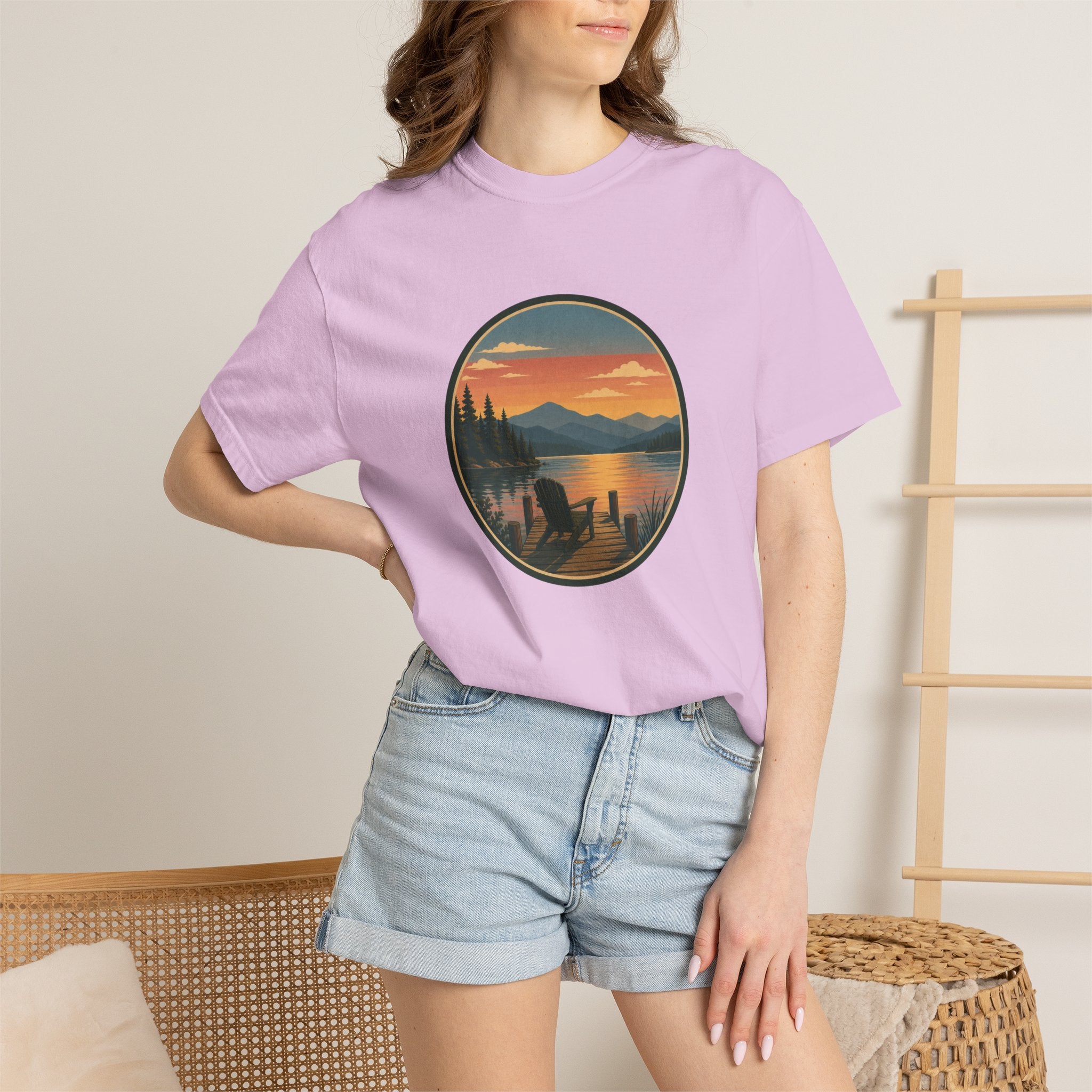Sunset Lake Scenic T-Shirt – Mountain Dock Landscape Tee