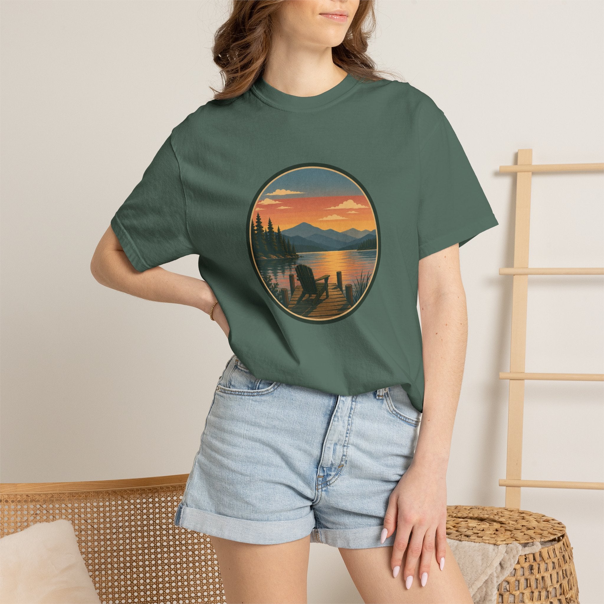 Sunset Lake Scenic T-Shirt – Mountain Dock Landscape Tee