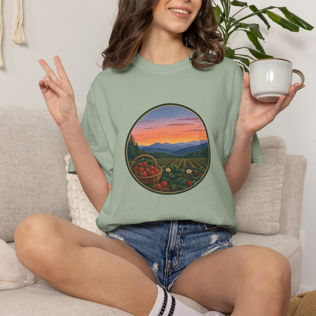 Sunset Strawberry Patch Scenic Tee
