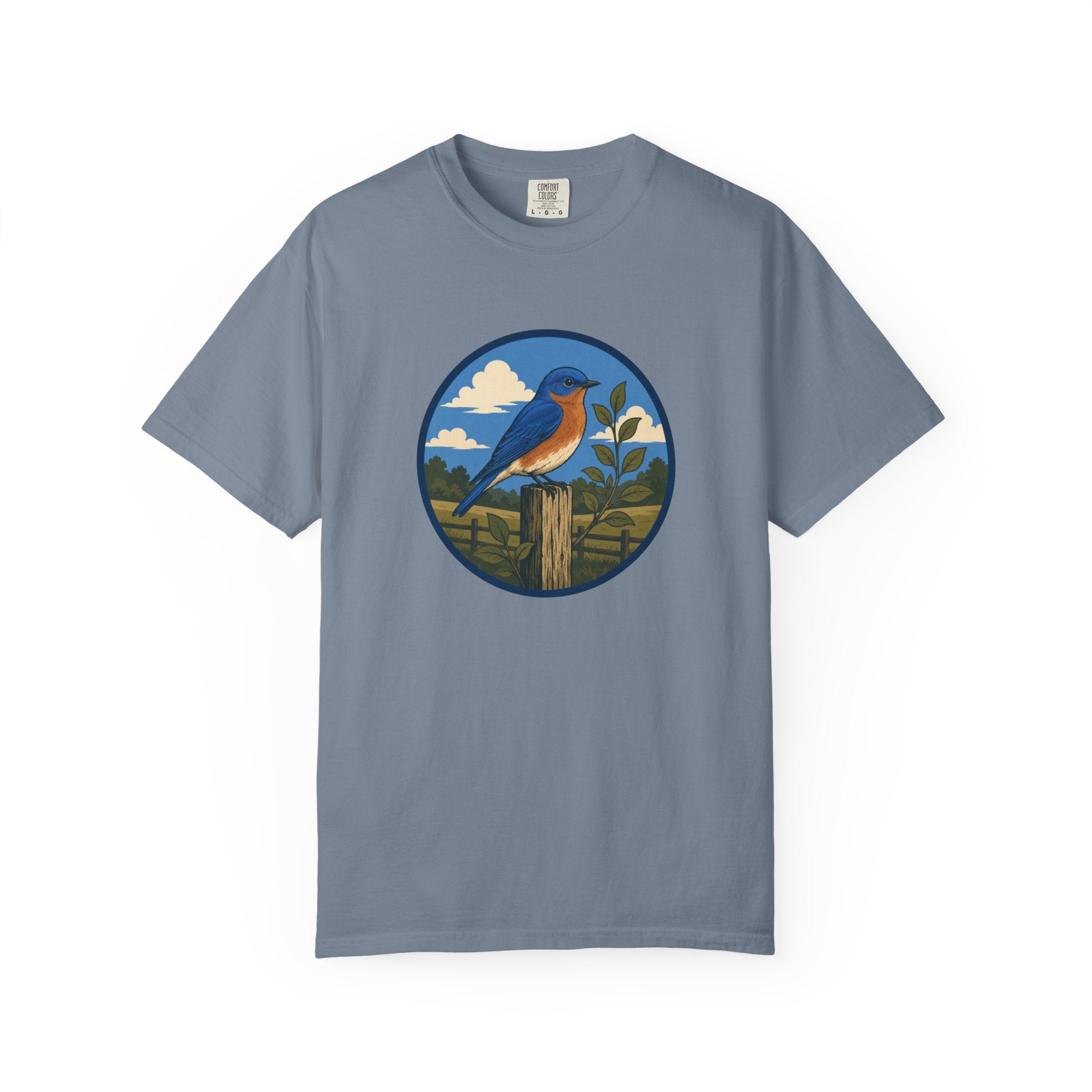 Eastern Bluebird Circle Tee — Vintage Birdwatching Graphic T-Shirt