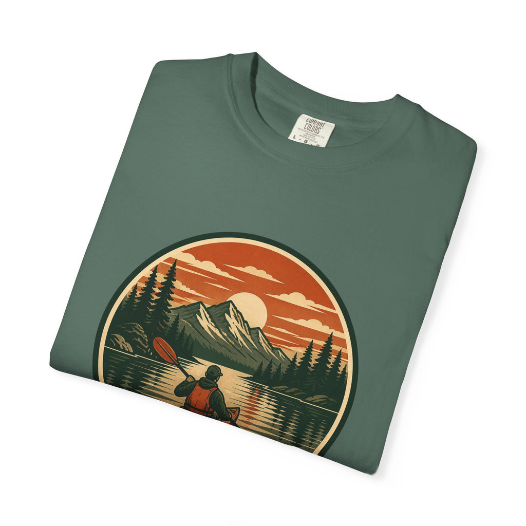 Canoe Sunset T-Shirt — Retro Mountain Lake Adventure Tee