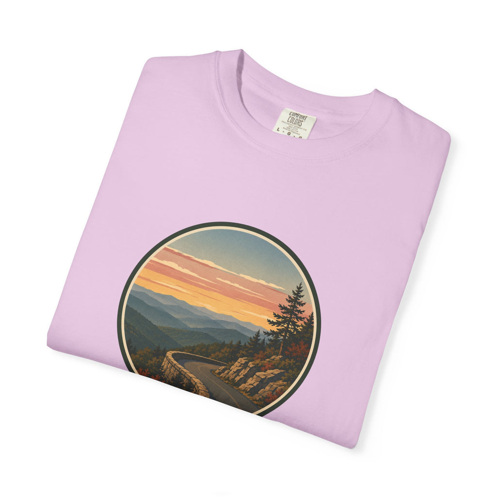 Scenic Sunset Road T-Shirt — Mountain Drive Vintage Circle Graphic