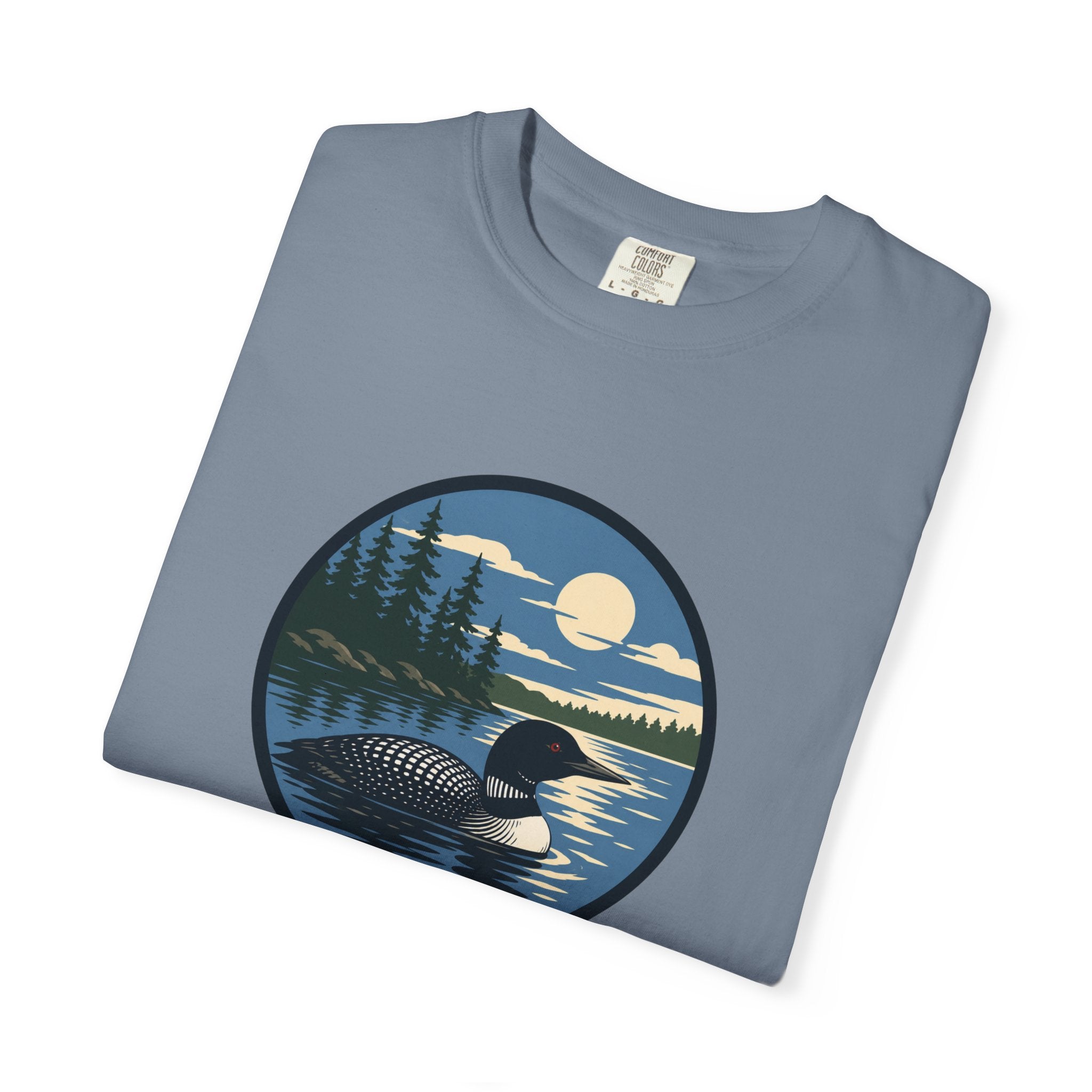 Loon Lake Sunset T-Shirt — Vintage Wilderness Loon Graphic