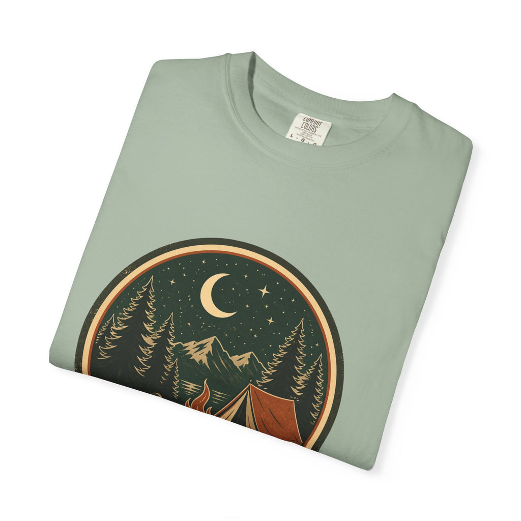 Camping Night T-Shirt — Retro Campfire & Tent Graphic