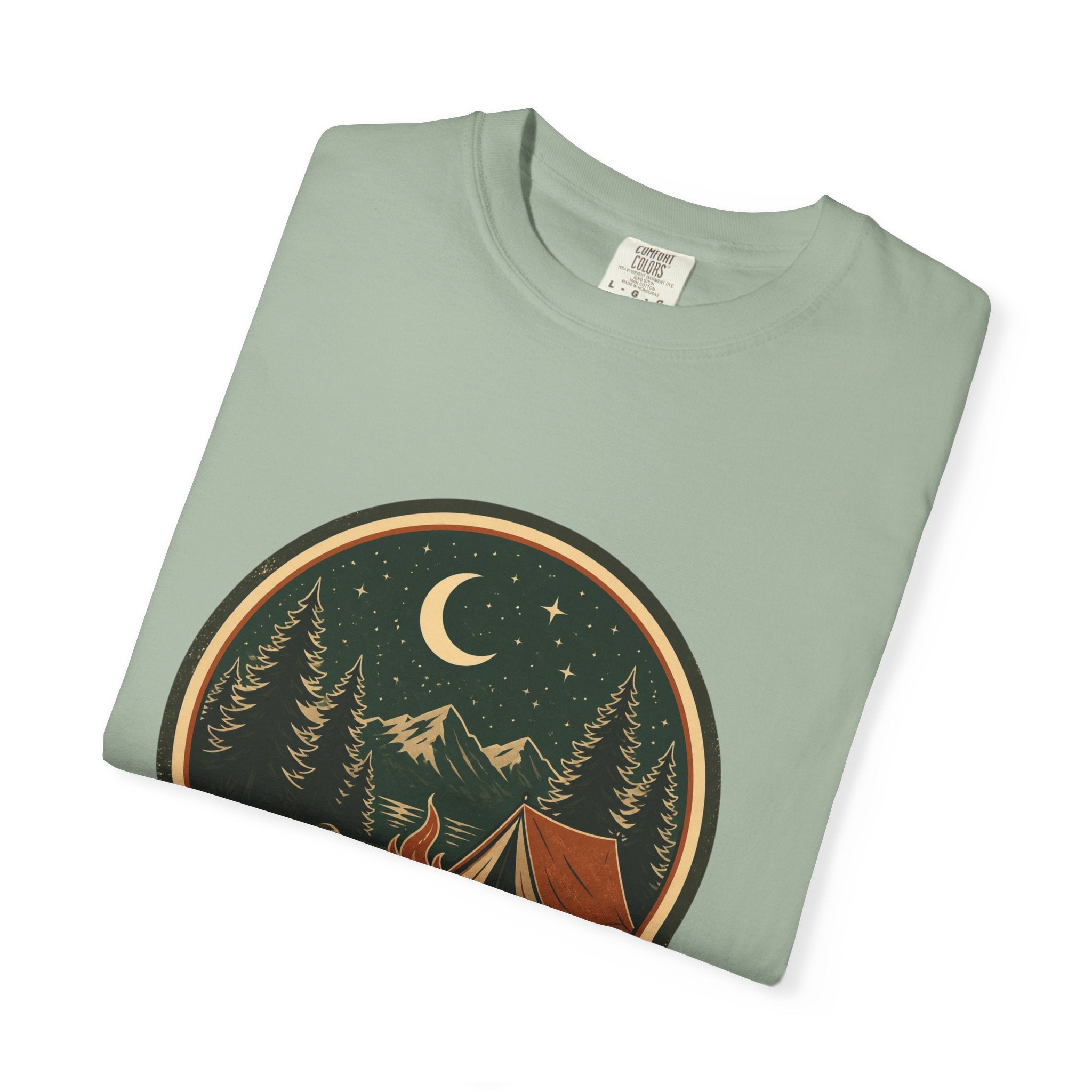 Camping Night T-Shirt — Retro Campfire & Tent Graphic