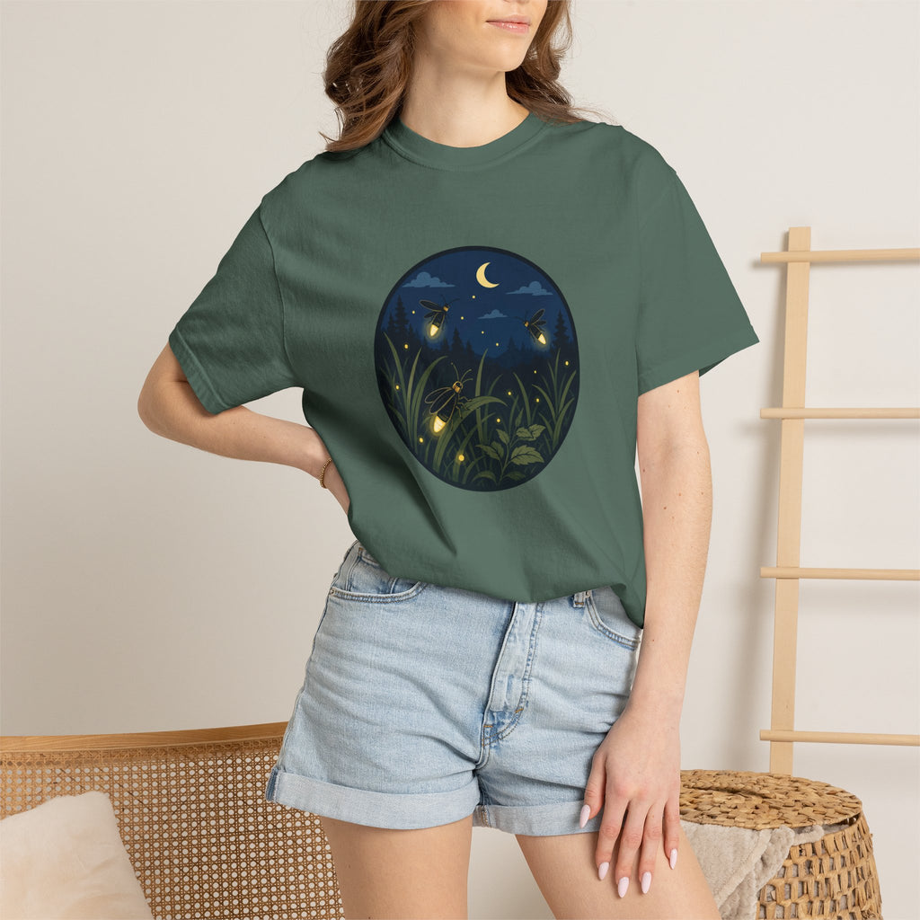 Firefly Night T-Shirt — Moonlit Meadow Graphic Tee