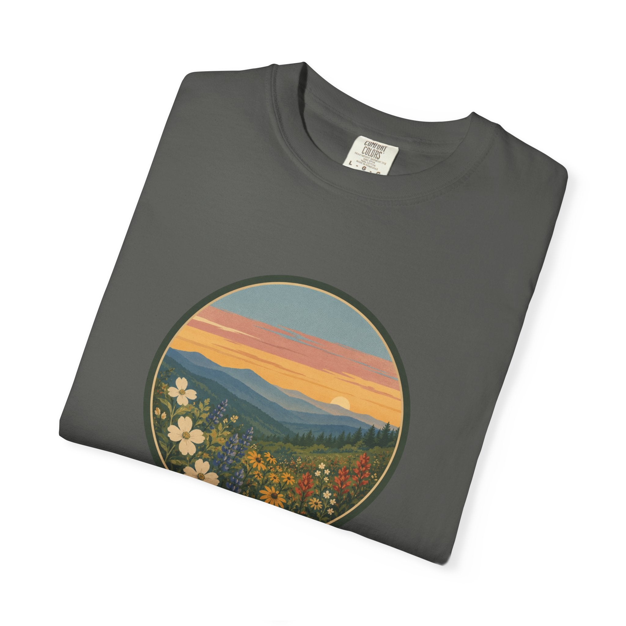 Scenic Sunset Mountain Wildflower T-Shirt