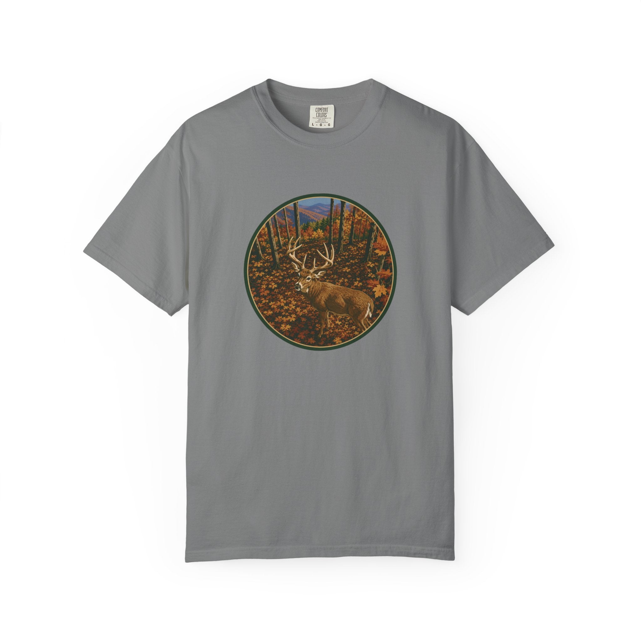 Whitetail BuckT-Shirt — Autumn Forest Deer Circle Graphic