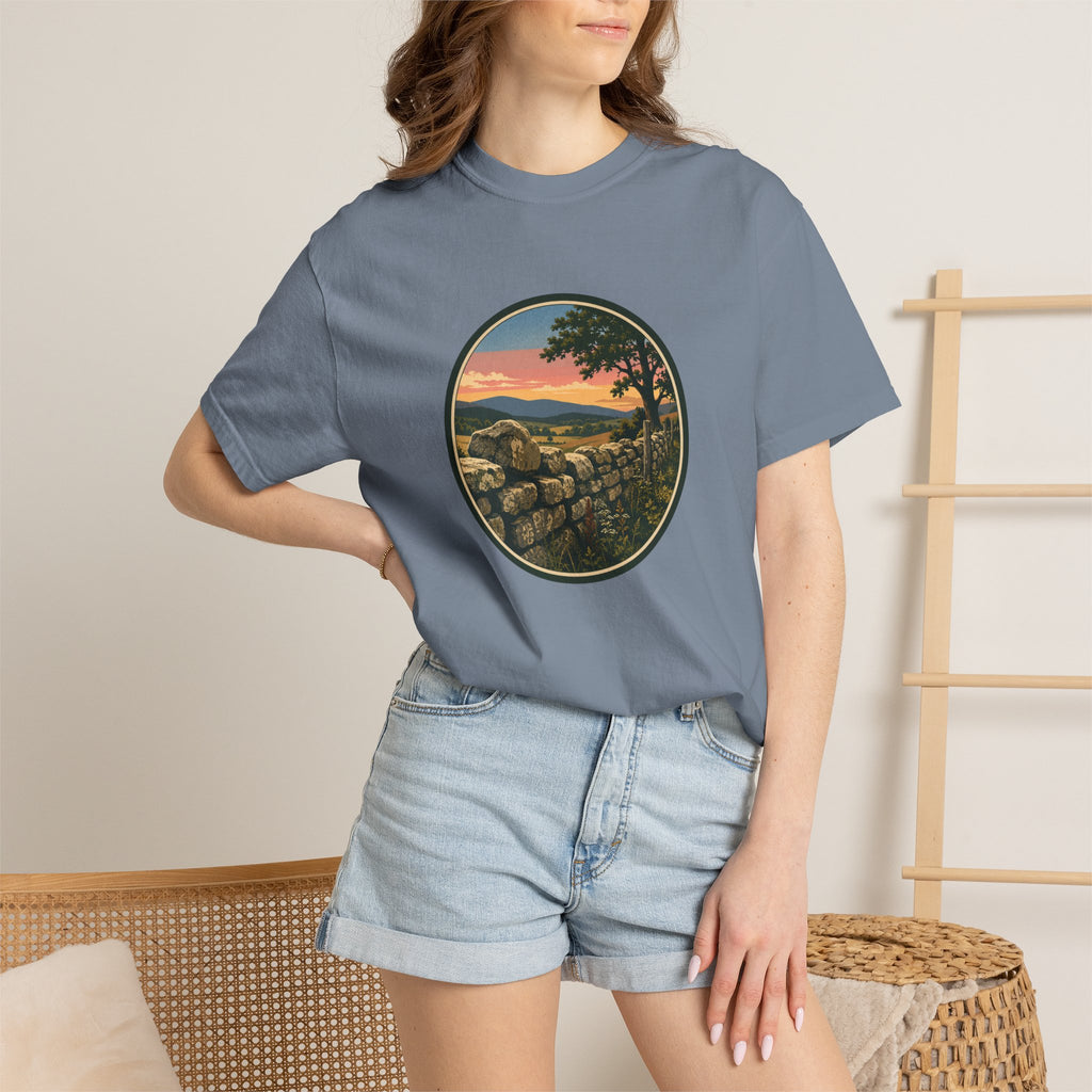 Sunset Stone Wall Circle T-Shirt
